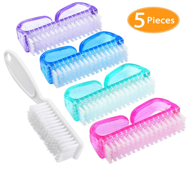 AYCLIF Handle Grip Nail Brush, 4+1 Pieces Hand Fingernail Brush Cleaner Scrubbing Kit for Toes and Nails Men Women (Multicolor)