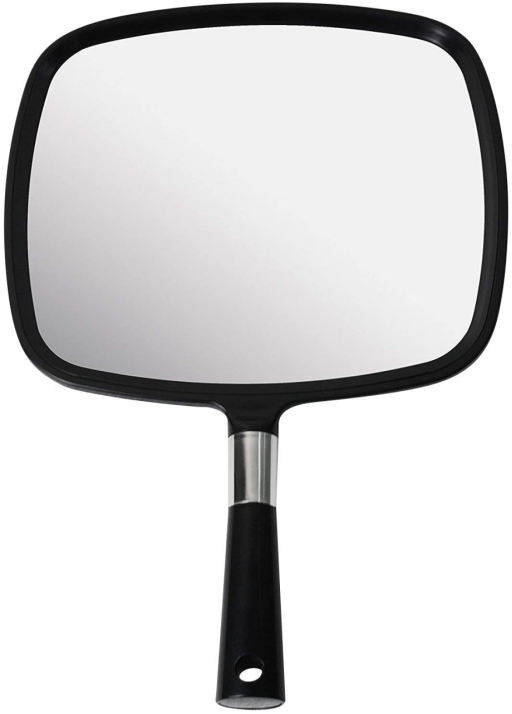 AYCLIF Large & Comfy Hand Held Mirror with Handle - Barber Model in Black